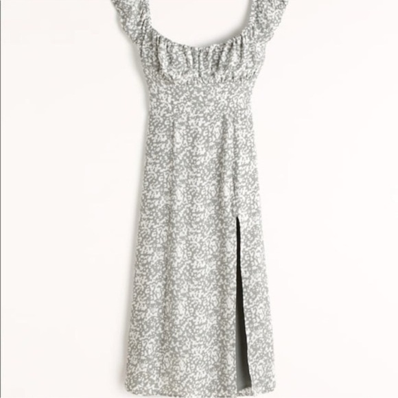 Abercrombie & Fitch Green Floral Midi Dress Feminine Coquette Milkmaid Size‎ MT - Picture 1 of 11